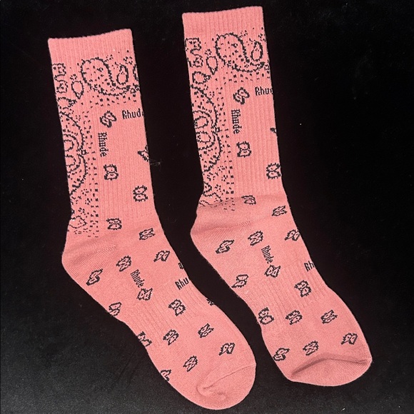 Rhude Dusty Pink Patterned Socks - Picture 2 of 3
